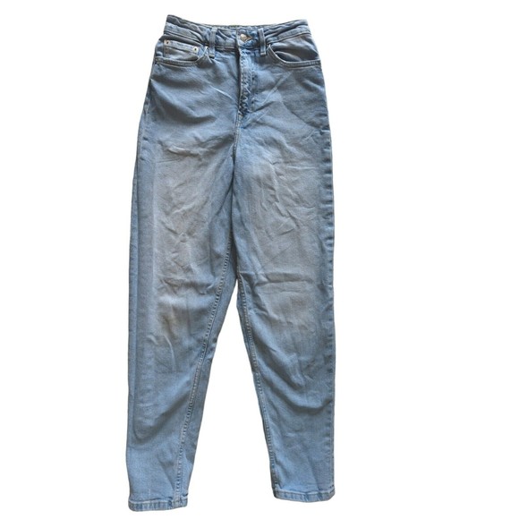 H&M Divided Women's 4 High waisted "Mom" Jeans Tapered Straight Leg Light Wash - Picture 1 of 8